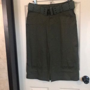 Beautiful Dark Olive Anthropologie belted skirt size 10